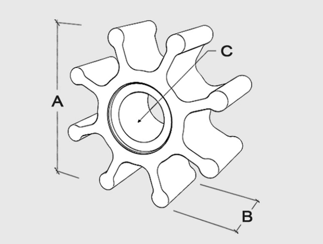 Заменяет рабочее колесо для JMP 7400-01/JABSCO 920-0001/JOHNSON 09-1028B/KASHIYAMA SP-70/SHERWOOD 18200K
